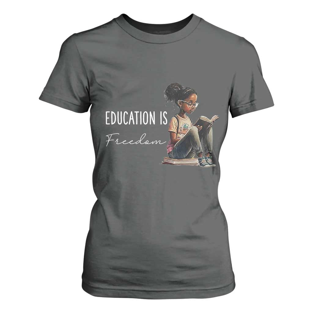 Education Freedom T Shirt For Women Black Teacher Books - African Pride