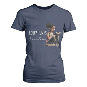 Education Freedom T Shirt For Women Black Teacher Books - African Pride