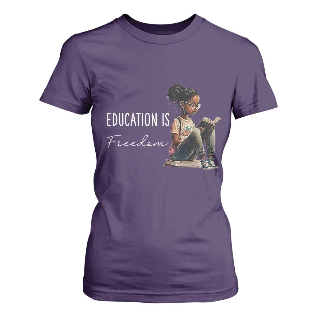 Education Freedom T Shirt For Women Black Teacher Books - African Pride