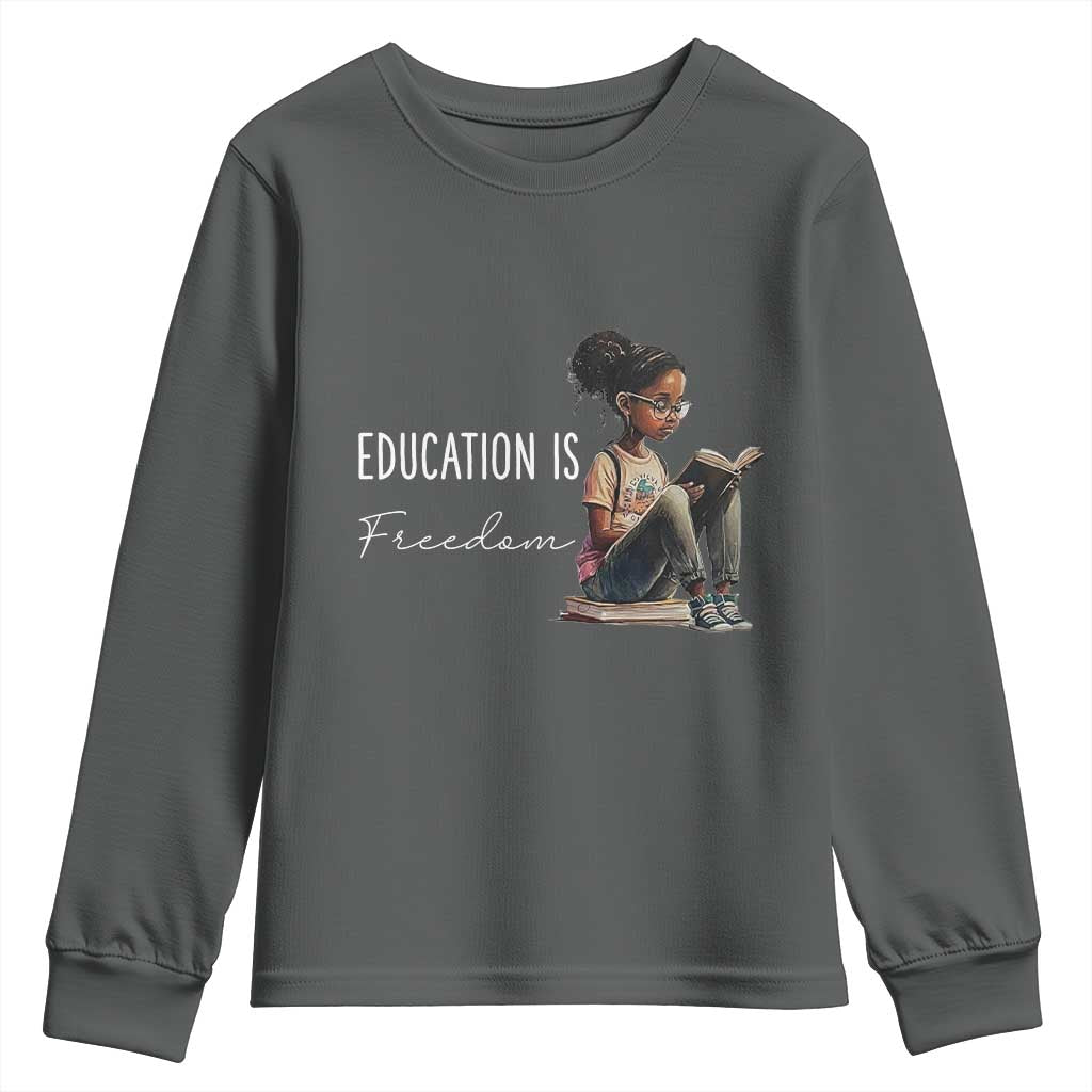 Education Freedom Youth Sweatshirt Black Teacher Books - African Pride