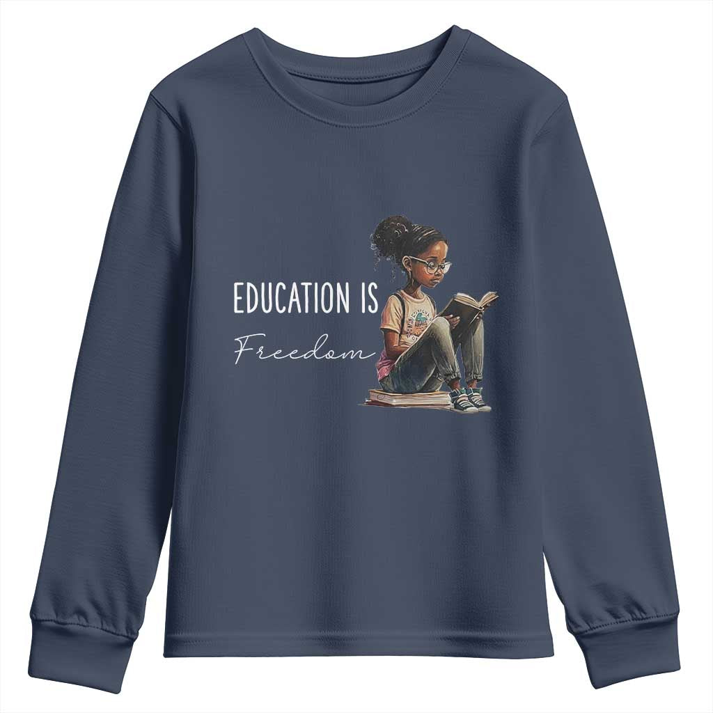 Education Freedom Youth Sweatshirt Black Teacher Books - African Pride