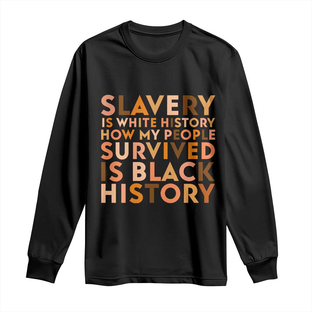 Black History Melanin Long Sleeve Shirt Slavery Is White History How My People Survived Is Black History - African Pride