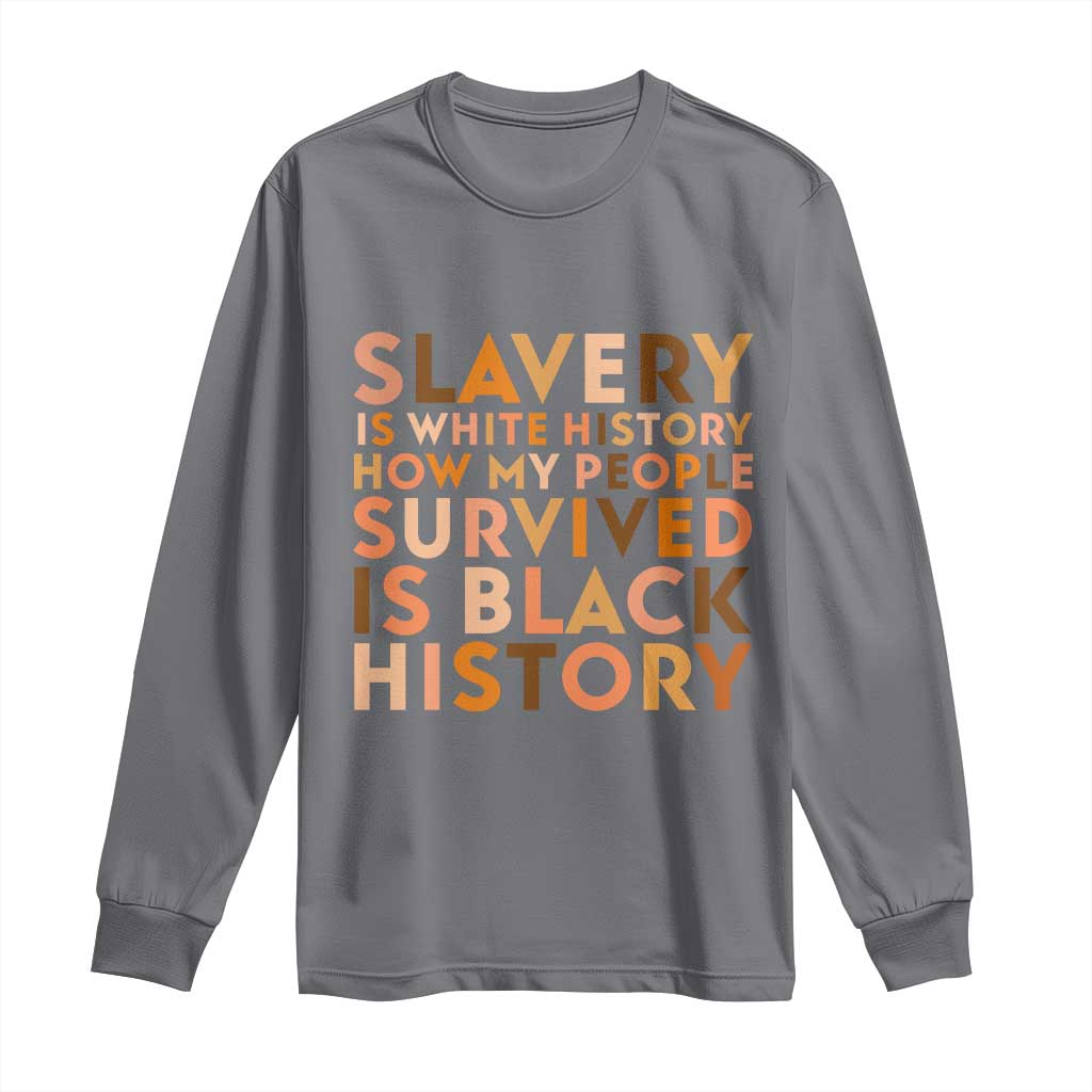 Black History Melanin Long Sleeve Shirt Slavery Is White History How My People Survived Is Black History - African Pride