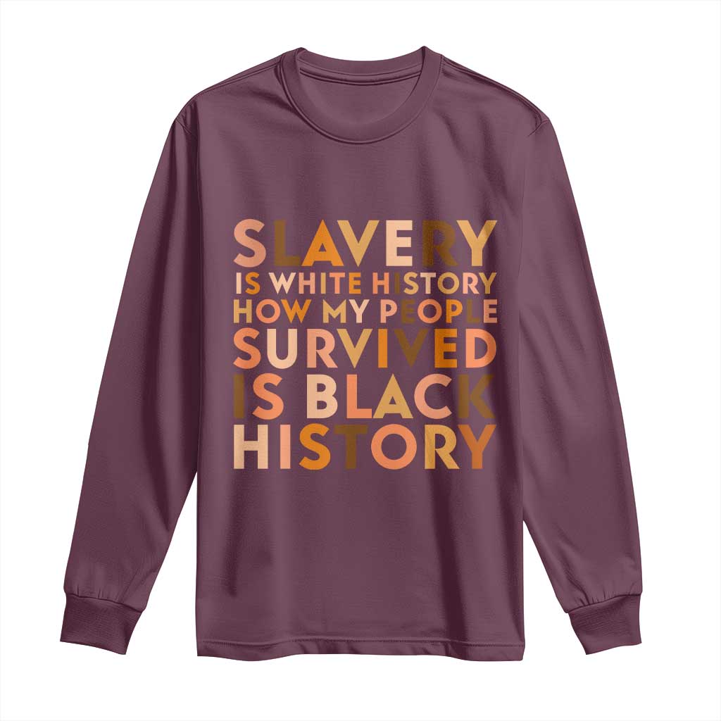 Black History Melanin Long Sleeve Shirt Slavery Is White History How My People Survived Is Black History - African Pride