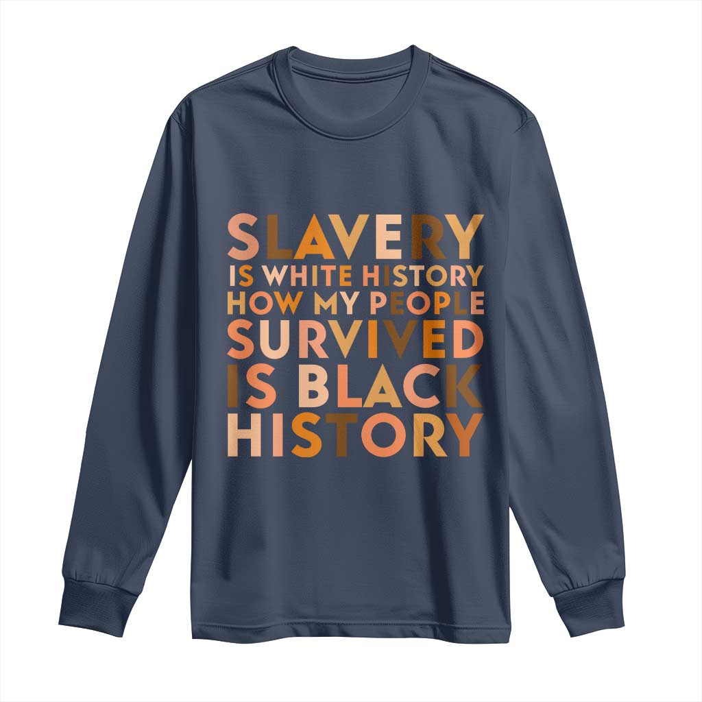 Black History Melanin Long Sleeve Shirt Slavery Is White History How My People Survived Is Black History - African Pride