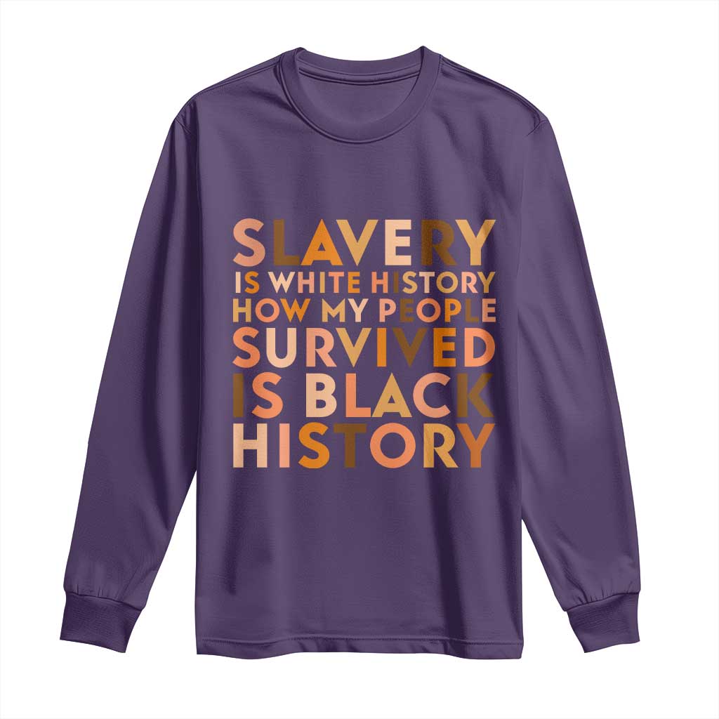 Black History Melanin Long Sleeve Shirt Slavery Is White History How My People Survived Is Black History - African Pride