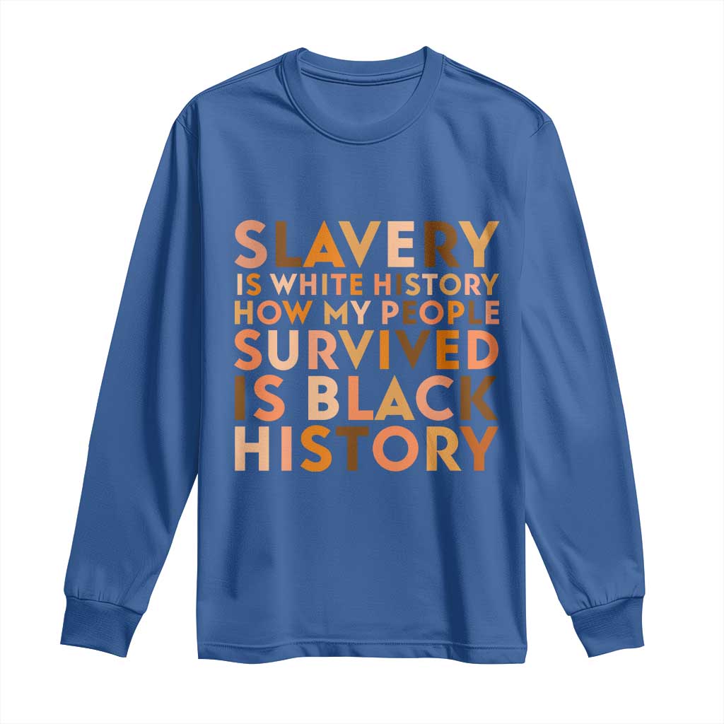 Black History Melanin Long Sleeve Shirt Slavery Is White History How My People Survived Is Black History - African Pride