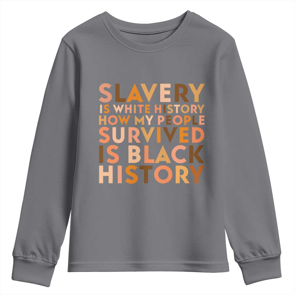 Black History Melanin Youth Sweatshirt Slavery Is White History How My People Survived Is Black History - African Pride