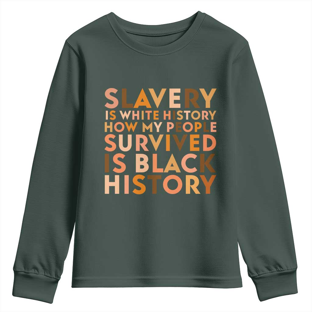 Black History Melanin Youth Sweatshirt Slavery Is White History How My People Survived Is Black History - African Pride