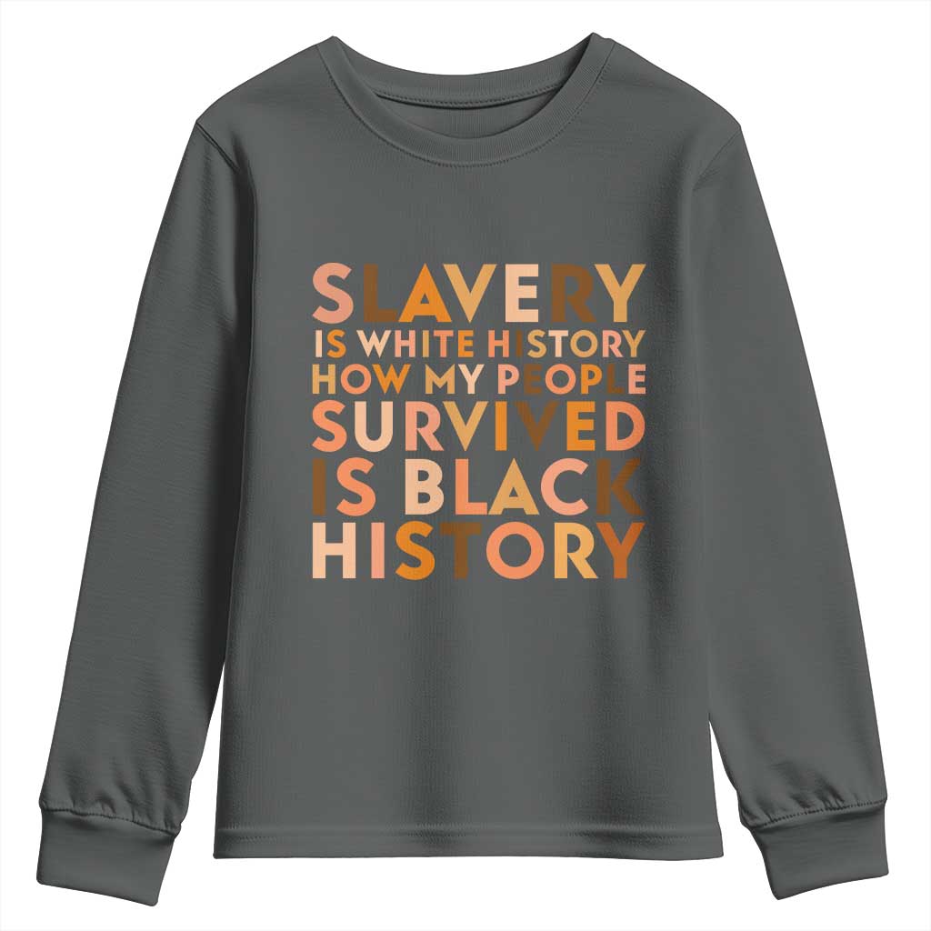 Black History Melanin Youth Sweatshirt Slavery Is White History How My People Survived Is Black History - African Pride