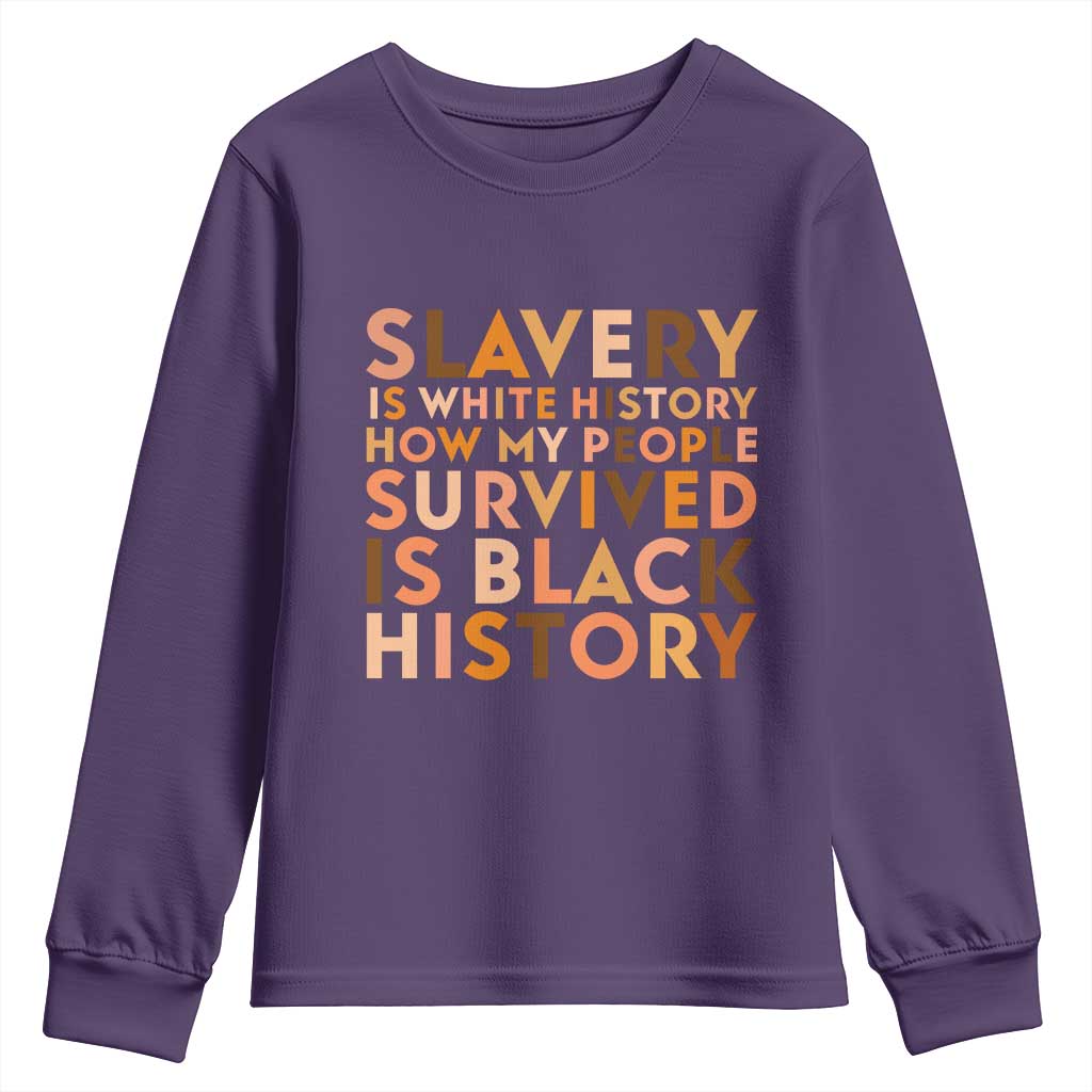 Black History Melanin Youth Sweatshirt Slavery Is White History How My People Survived Is Black History - African Pride