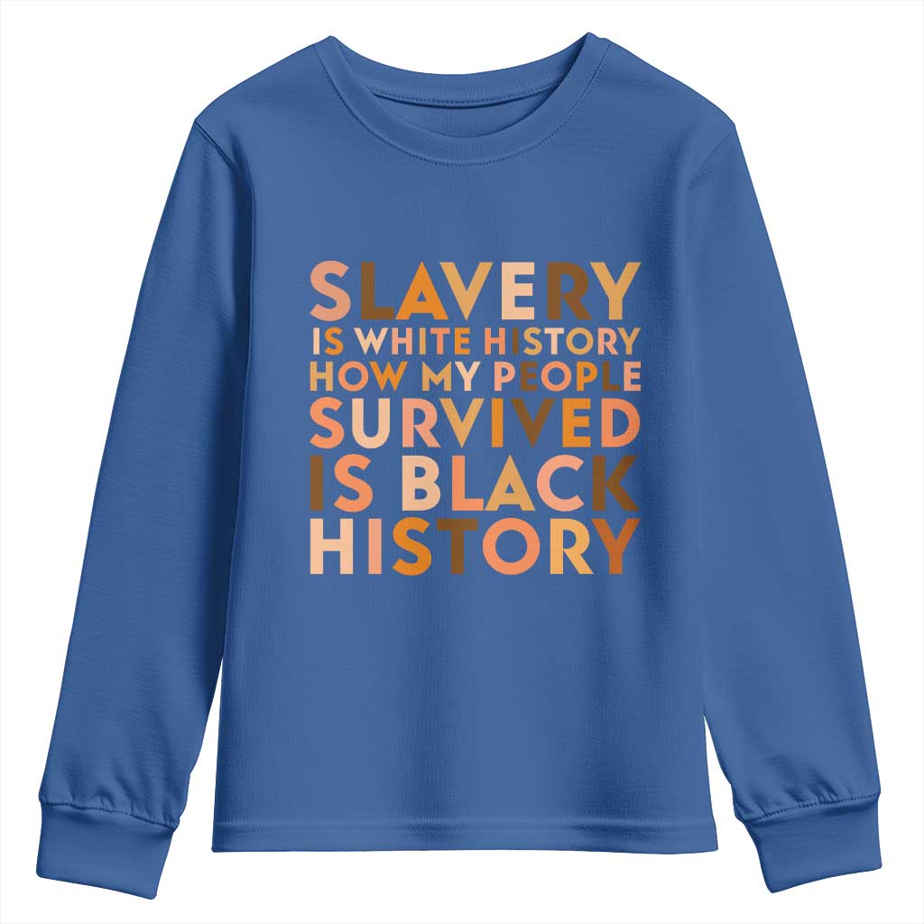 Black History Melanin Youth Sweatshirt Slavery Is White History How My People Survived Is Black History - African Pride