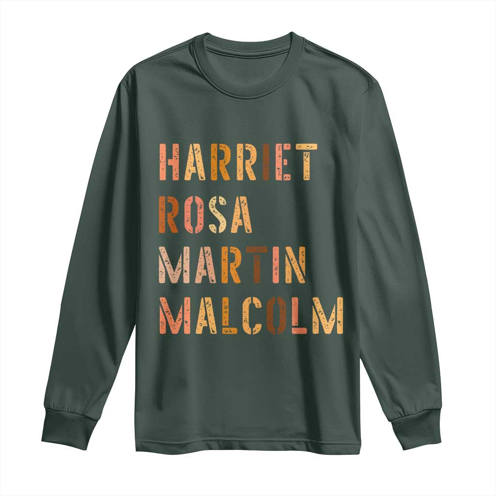 Black History Leaders Long Sleeve Shirt Harriet Rosa Martin Malcolm - African Pride