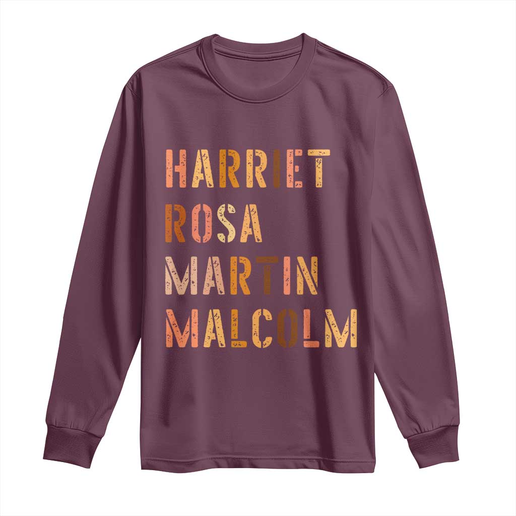 Black History Leaders Long Sleeve Shirt Harriet Rosa Martin Malcolm - African Pride