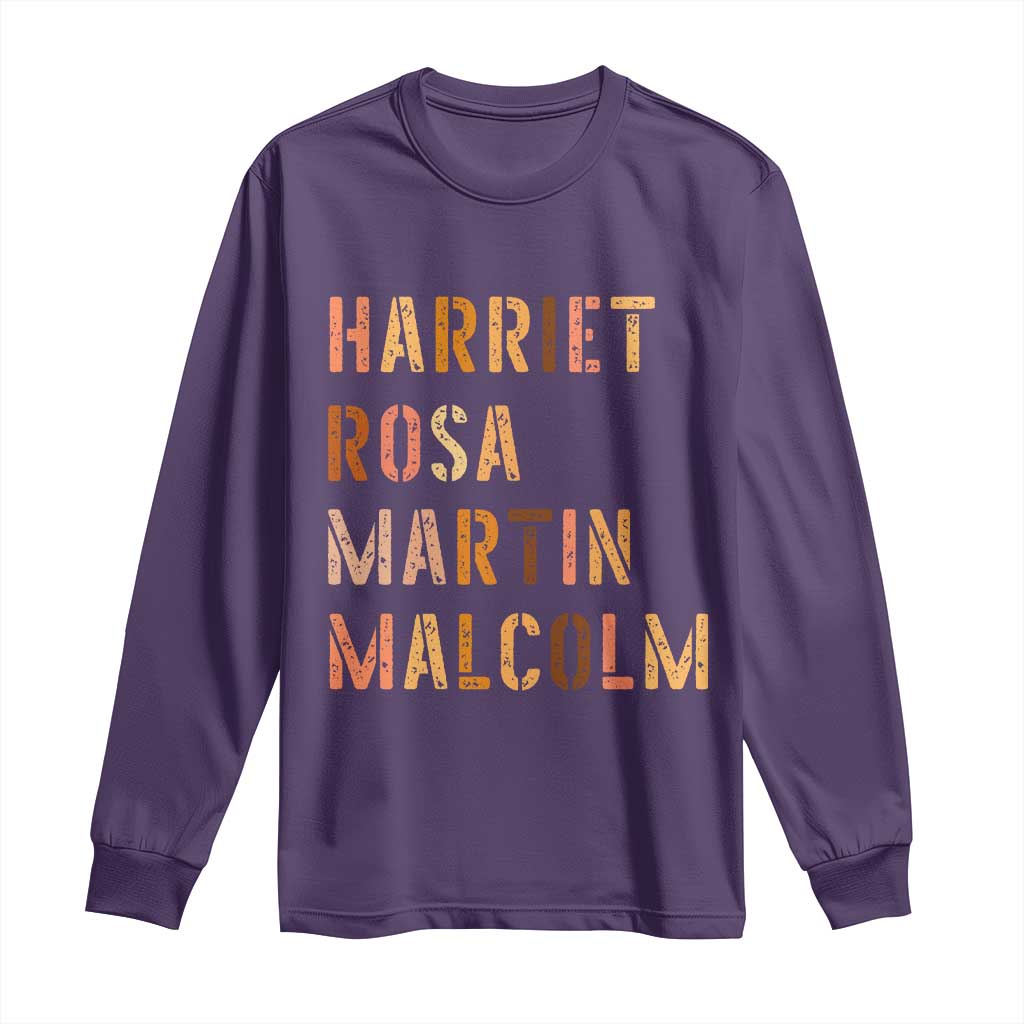 Black History Leaders Long Sleeve Shirt Harriet Rosa Martin Malcolm - African Pride