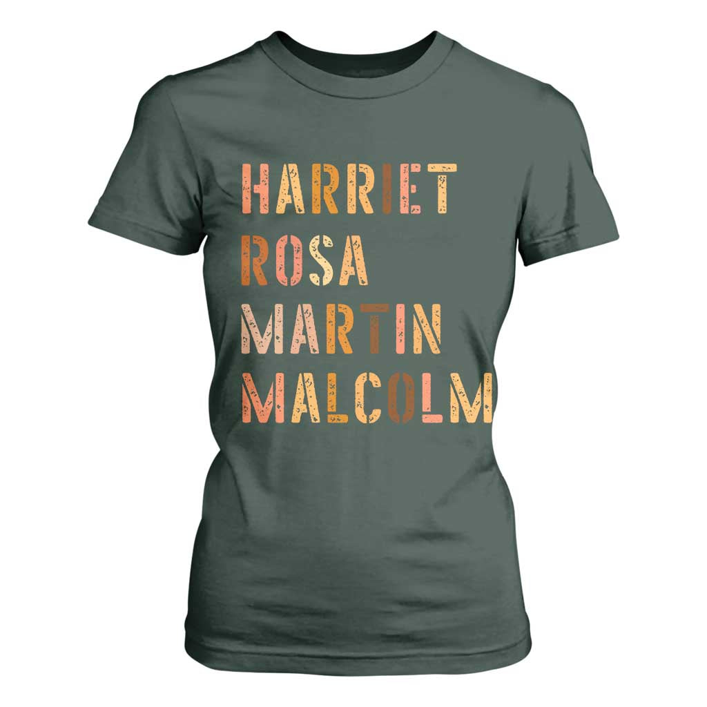Black History Leaders T Shirt For Women Harriet Rosa Martin Malcolm - African Pride