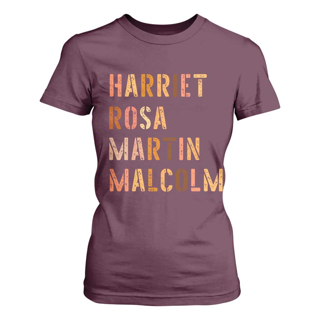 Black History Leaders T Shirt For Women Harriet Rosa Martin Malcolm - African Pride