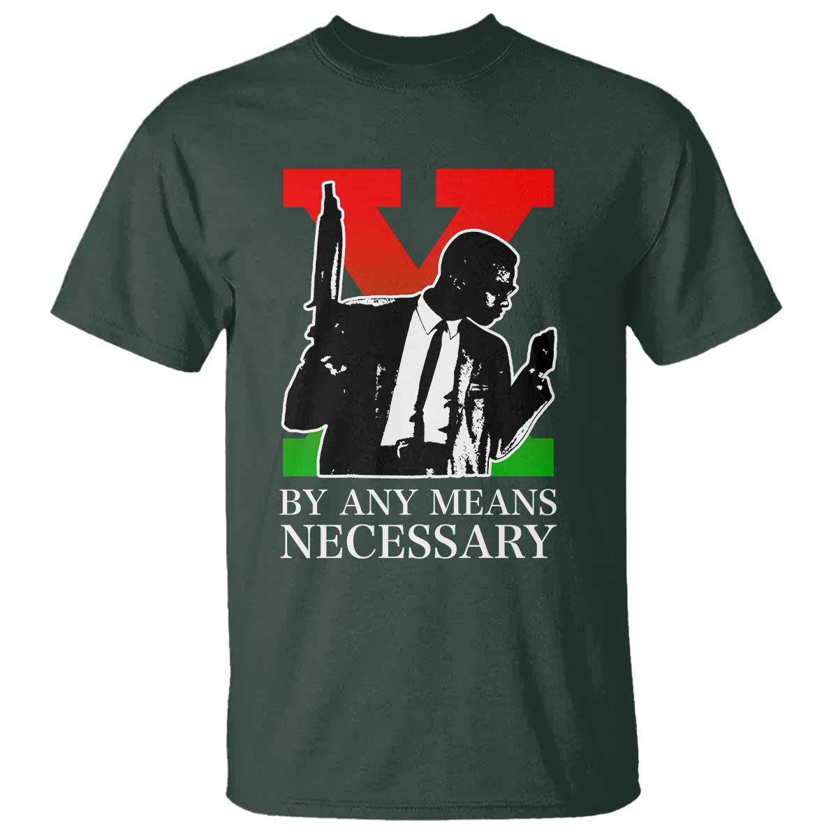 Malcolm X T Shirt By Any Means Necessary - African Pride