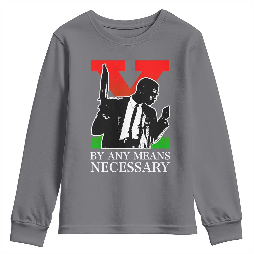 Malcolm X Youth Sweatshirt By Any Means Necessary - African Pride