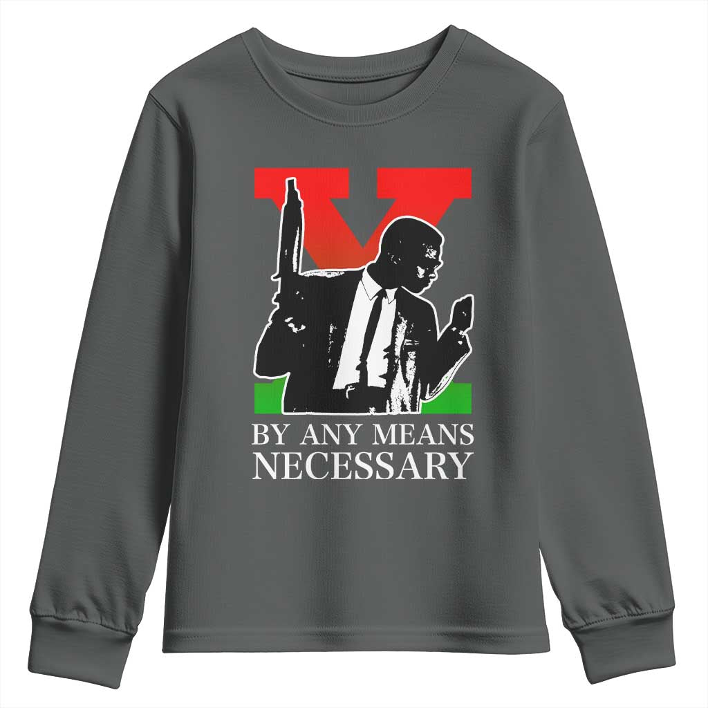 Malcolm X Youth Sweatshirt By Any Means Necessary - African Pride