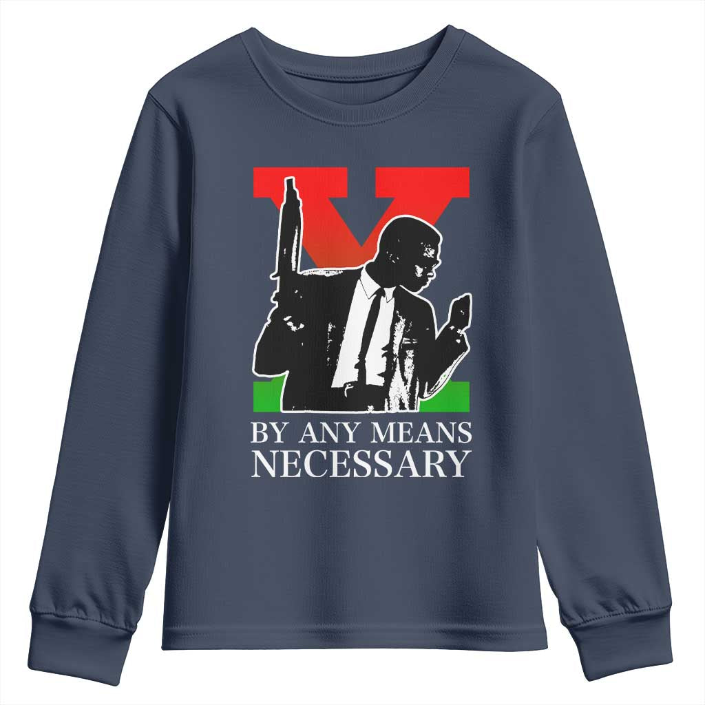 Malcolm X Youth Sweatshirt By Any Means Necessary - African Pride
