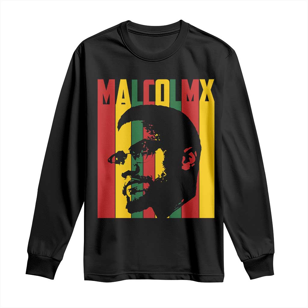 Malcolm X Long Sleeve Shirt Pan African Flag Black History - African Pride