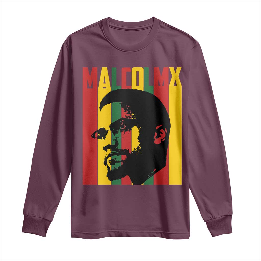 Malcolm X Long Sleeve Shirt Pan African Flag Black History - African Pride