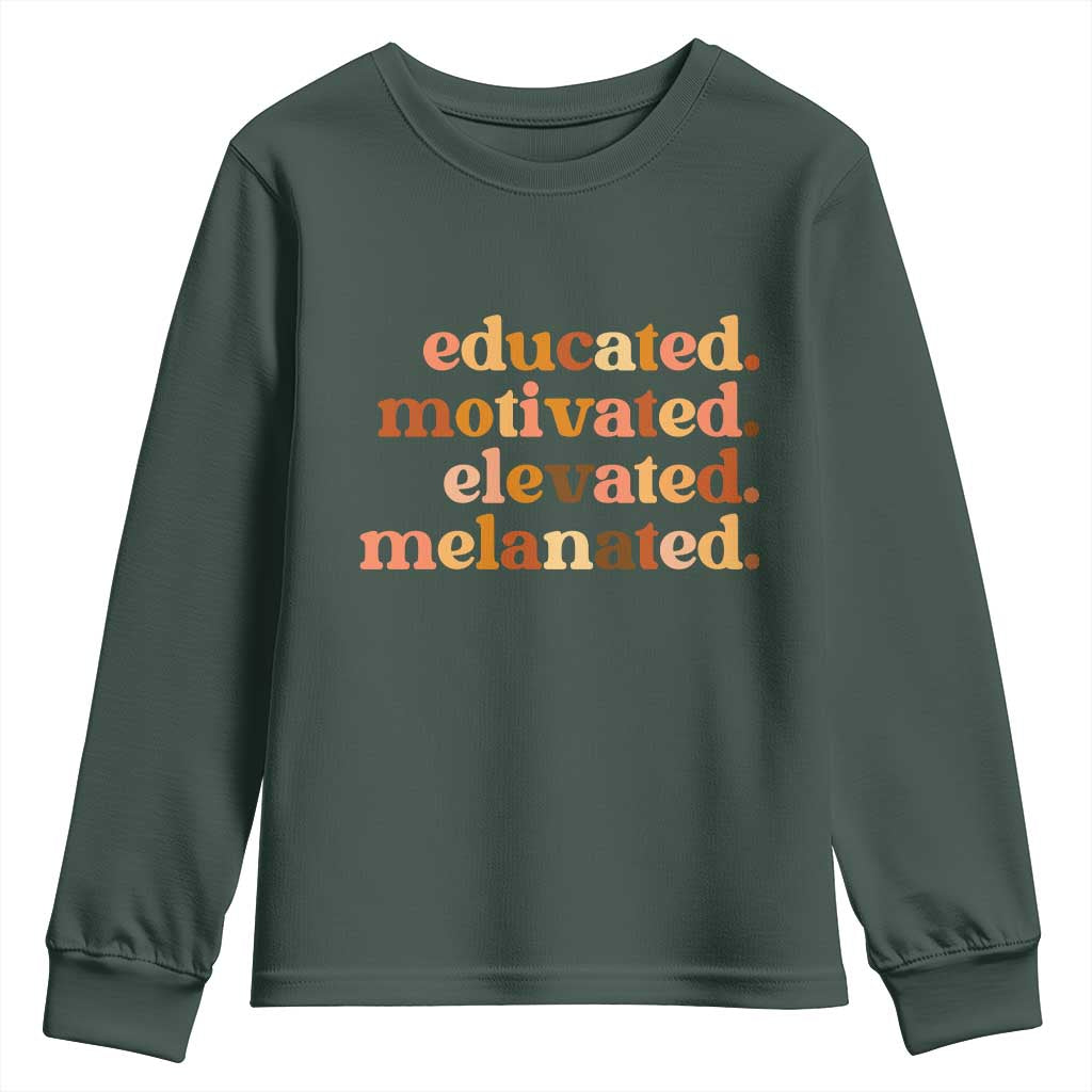 Black Pride Melanin Youth Sweatshirt Educated Motivated Elevated Melanated