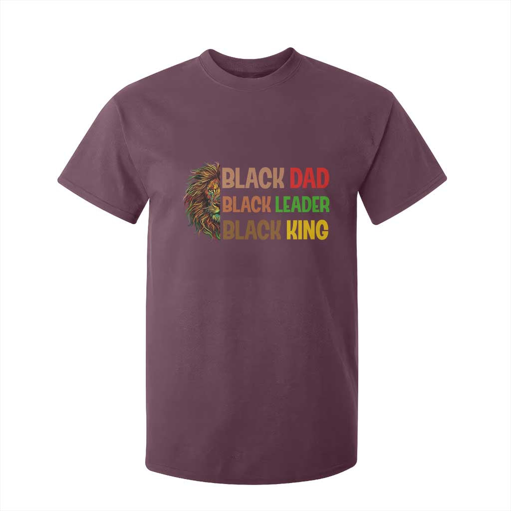 Black Affrican Melanin T Shirt For Kid Lion Father Day Dad Leader Black King