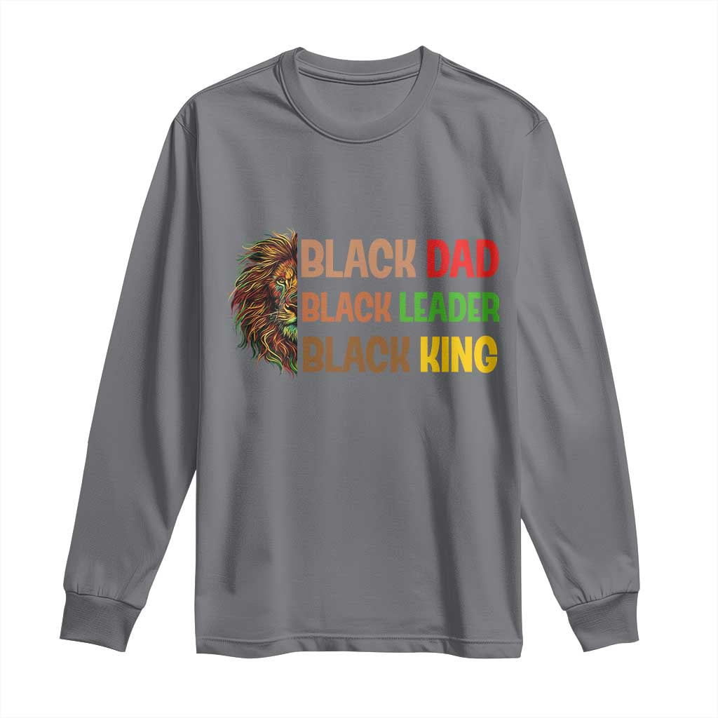 Black Affrican Melanin Long Sleeve Shirt Lion Father Day Dad Leader Black King