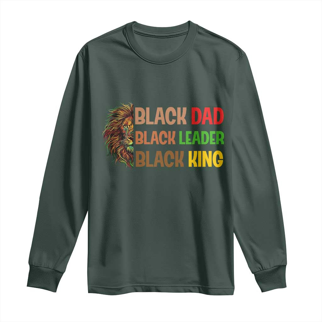 Black Affrican Melanin Long Sleeve Shirt Lion Father Day Dad Leader Black King