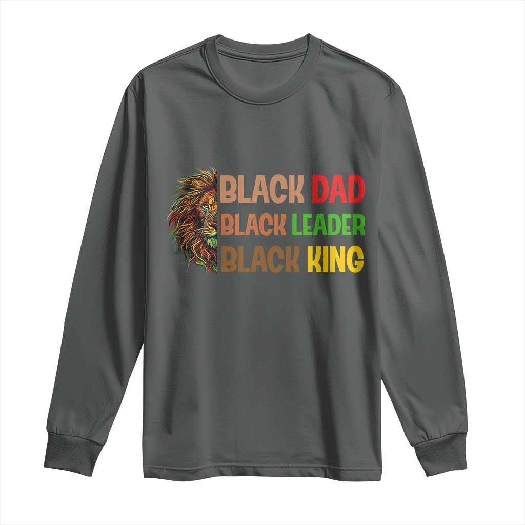 Black Affrican Melanin Long Sleeve Shirt Lion Father Day Dad Leader Black King