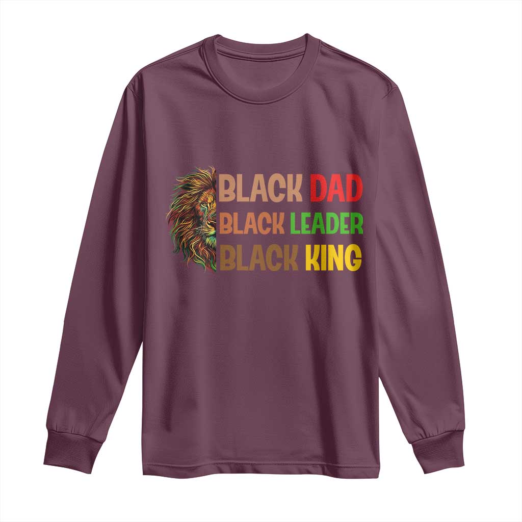 Black Affrican Melanin Long Sleeve Shirt Lion Father Day Dad Leader Black King