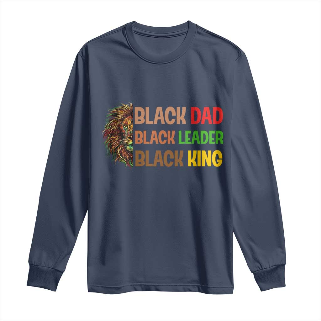 Black Affrican Melanin Long Sleeve Shirt Lion Father Day Dad Leader Black King