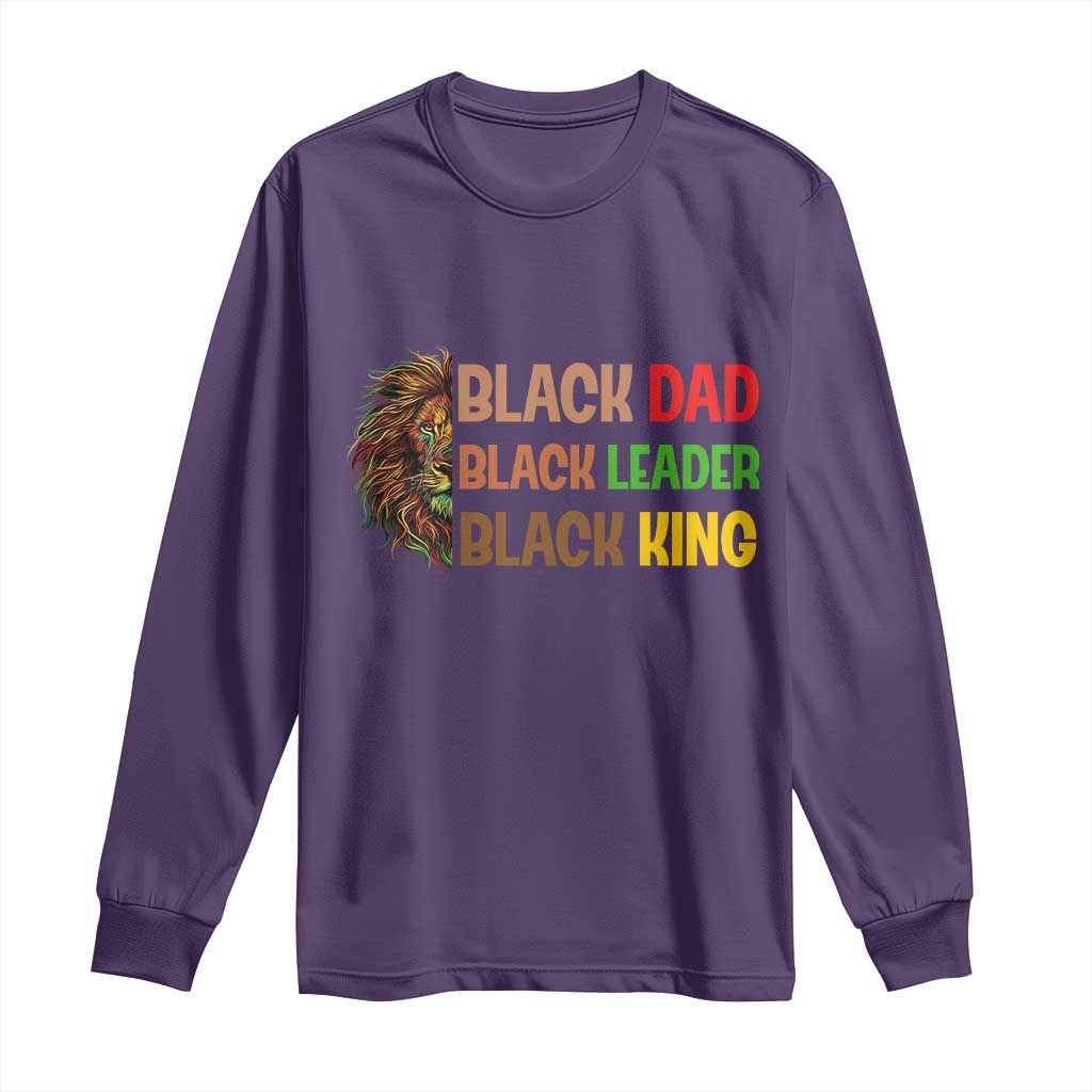 Black Affrican Melanin Long Sleeve Shirt Lion Father Day Dad Leader Black King