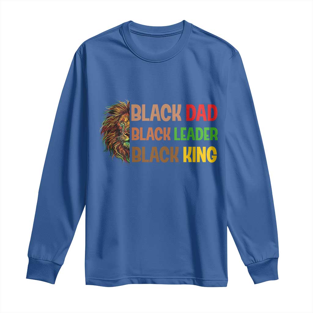 Black Affrican Melanin Long Sleeve Shirt Lion Father Day Dad Leader Black King