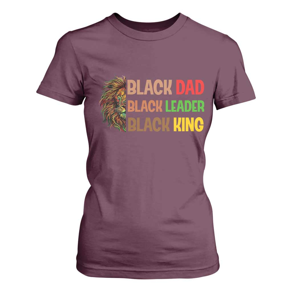 Black Affrican Melanin T Shirt For Women Lion Father Day Dad Leader Black King