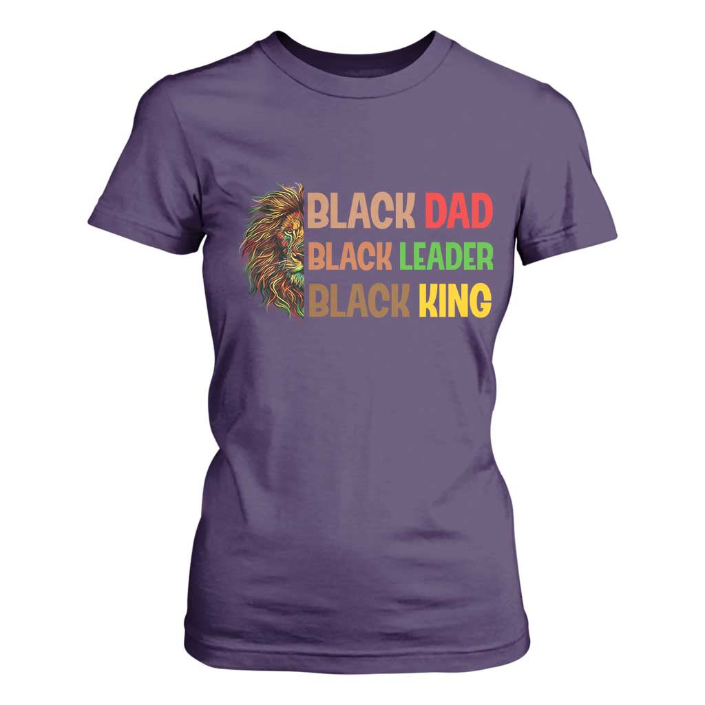 Black Affrican Melanin T Shirt For Women Lion Father Day Dad Leader Black King