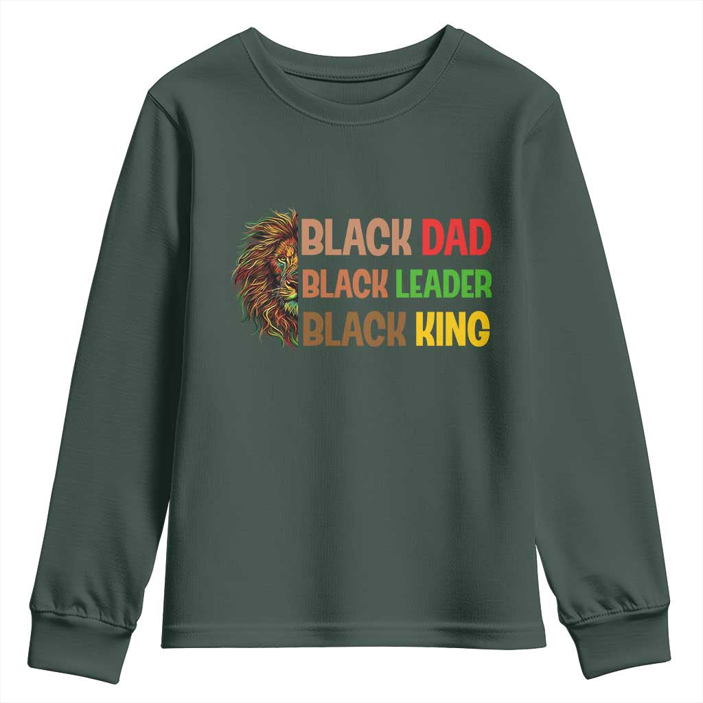 Black Affrican Melanin Youth Sweatshirt Lion Father Day Dad Leader Black King