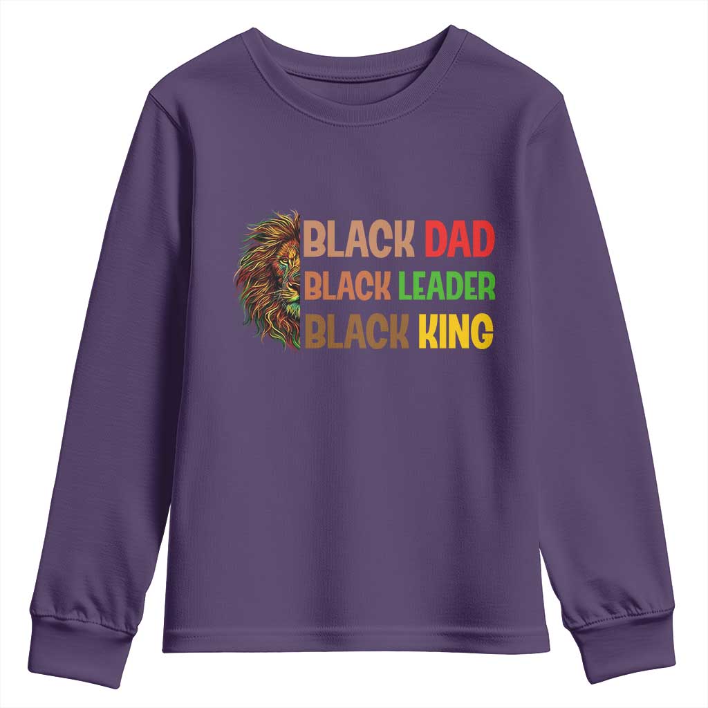 Black Affrican Melanin Youth Sweatshirt Lion Father Day Dad Leader Black King