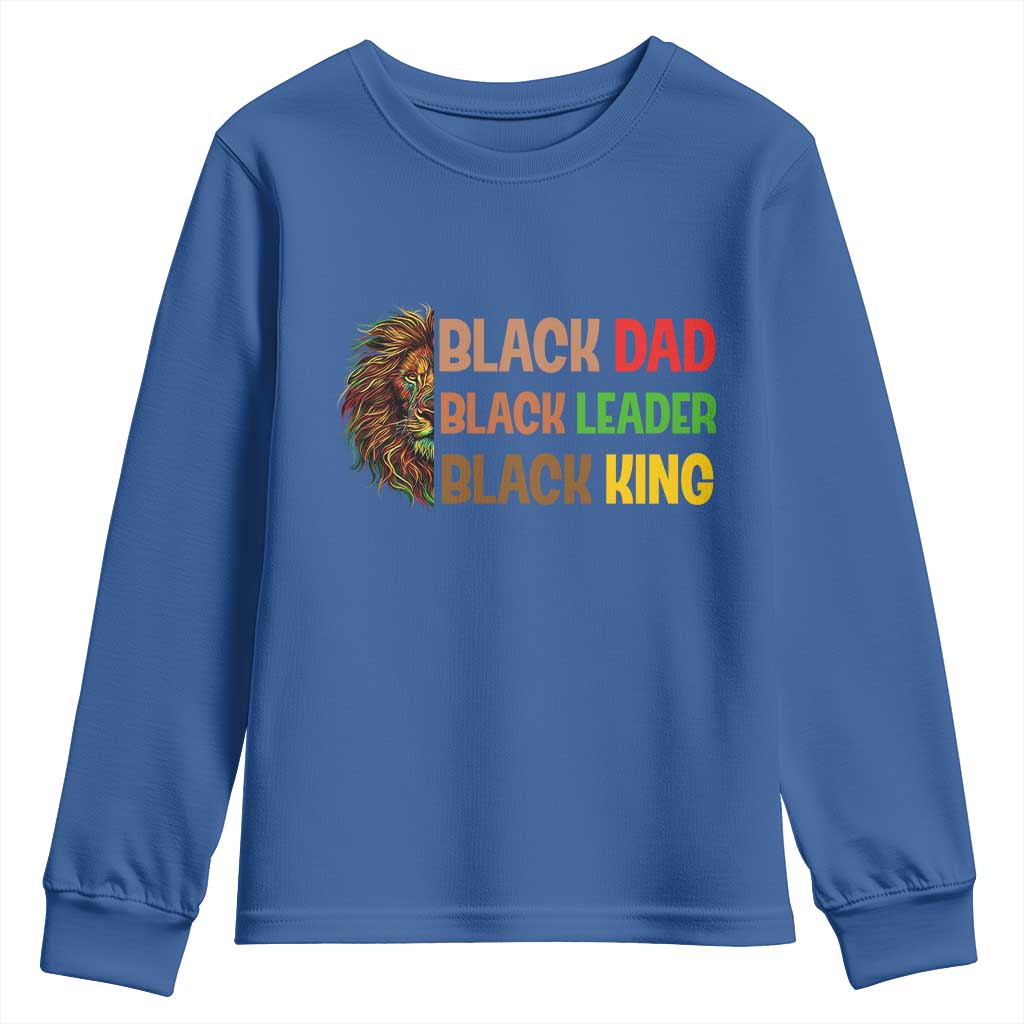 Black Affrican Melanin Youth Sweatshirt Lion Father Day Dad Leader Black King