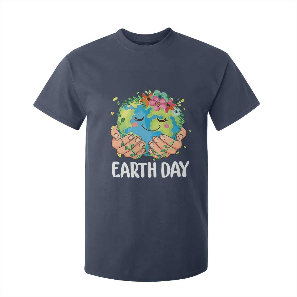Cute Earth with Floral Earth Day T Shirt For Kid