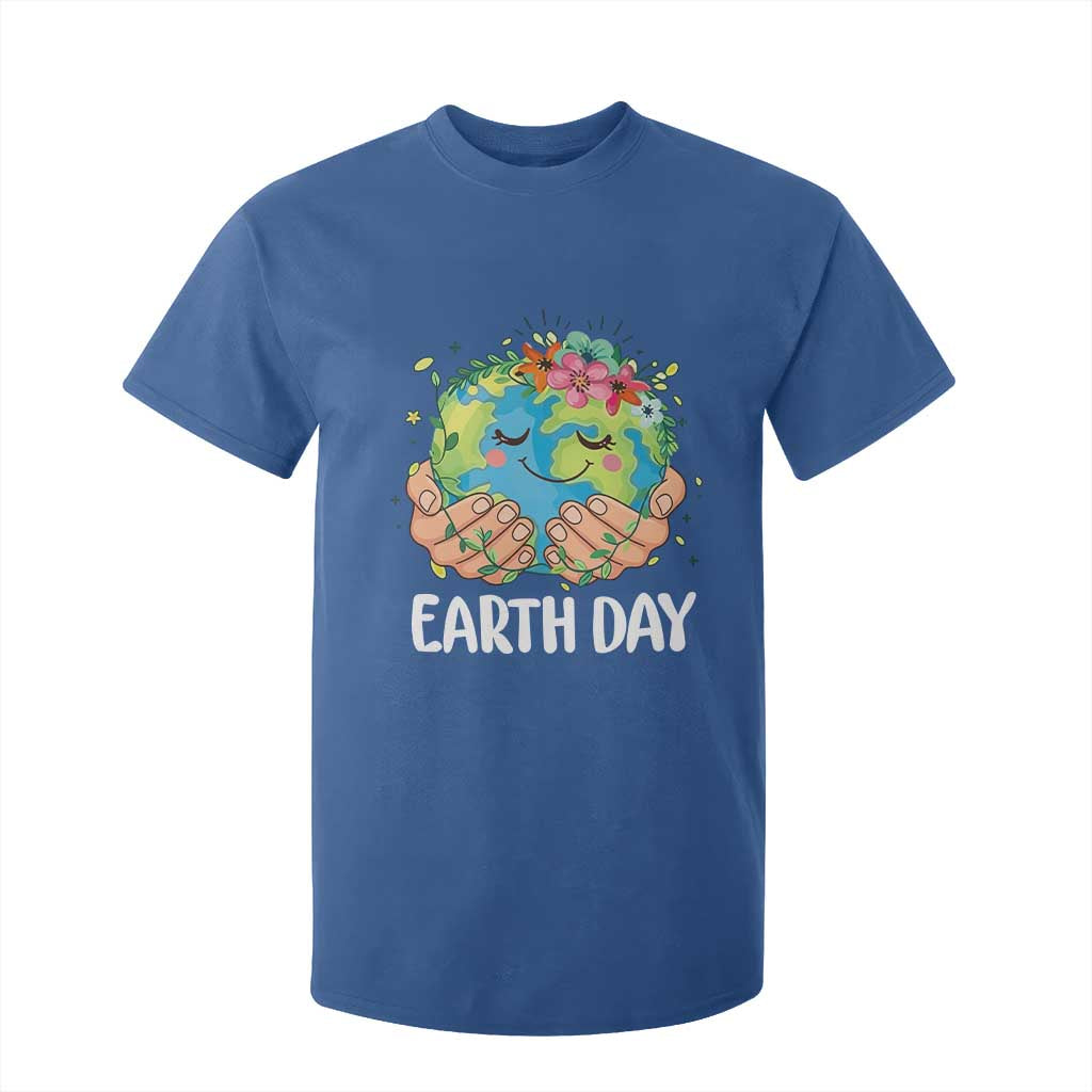 Cute Earth with Floral Earth Day T Shirt For Kid