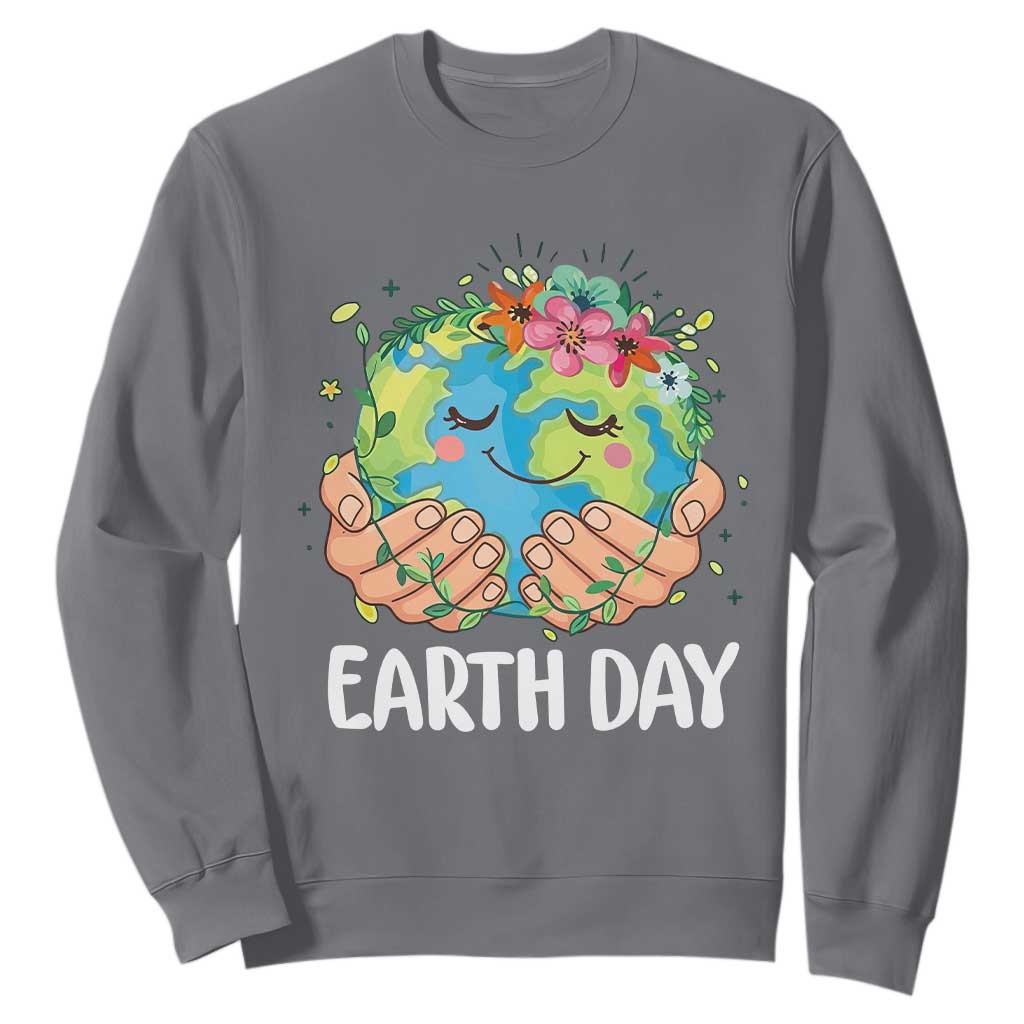 Cute Earth with Floral Earth Day Sweatshirt