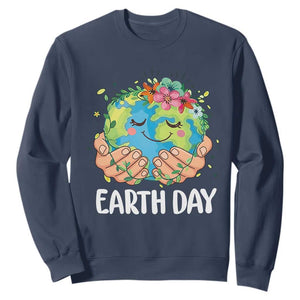 Cute Earth with Floral Earth Day Sweatshirt