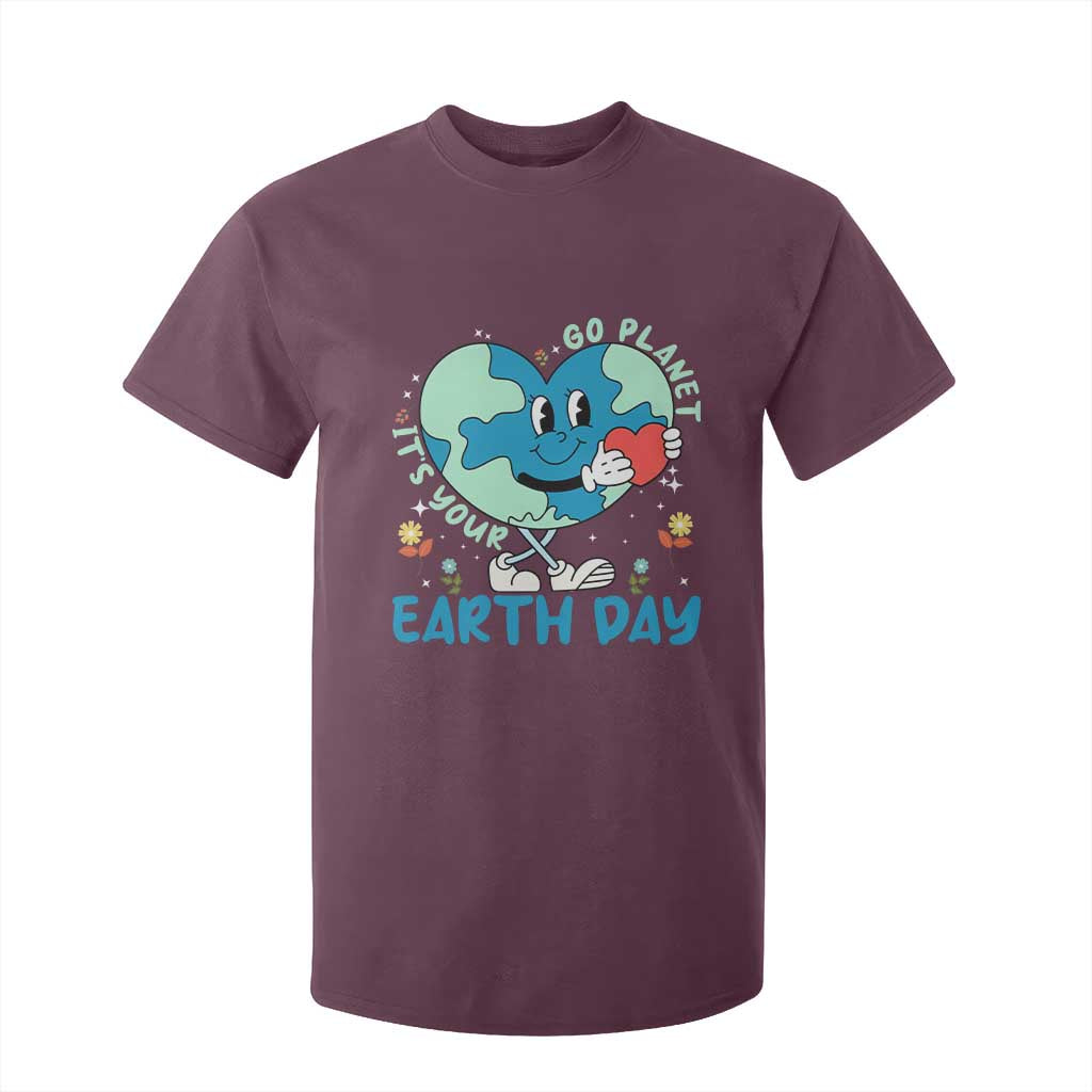 Go Planet It's Your Earth Day T Shirt For Kid Cute Nature Lover Heart Earth