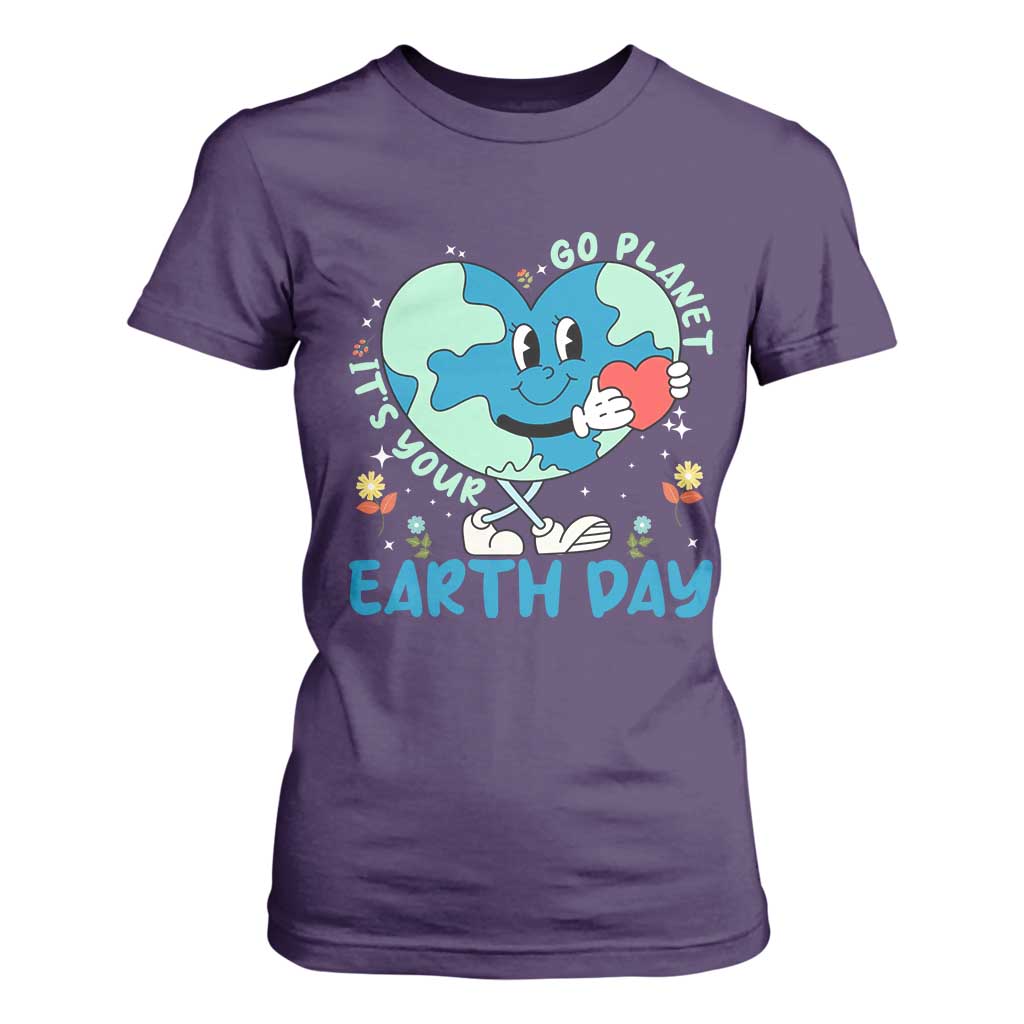 Go Planet It's Your Earth Day T Shirt For Women Cute Nature Lover Heart Earth