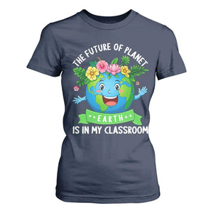 The Future Of Planet Is In My Classroom T Shirt For Women Cute Earth with Floral Earth Day