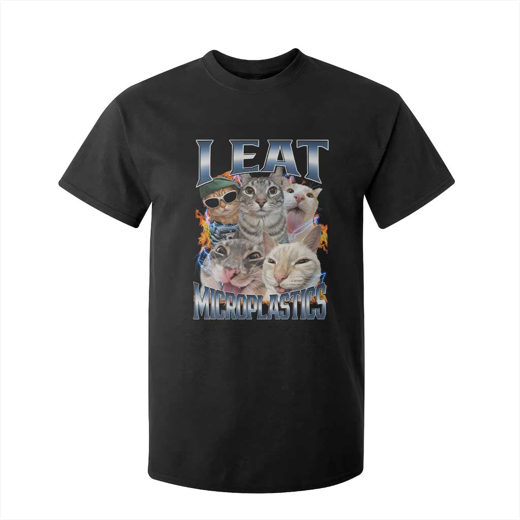 Funny Cat Meme T Shirt For Kid I Eat Microplastics - African Pride
