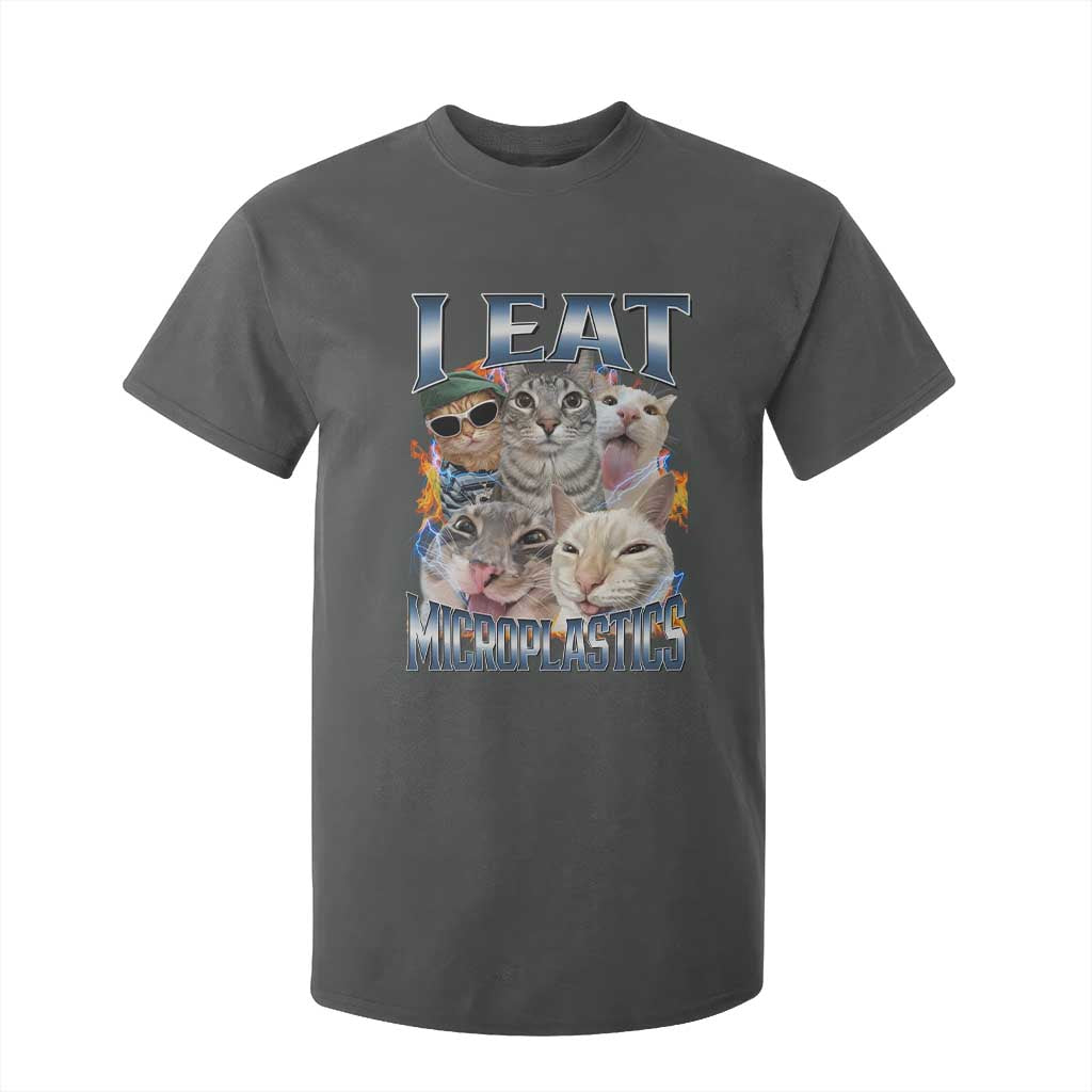 Funny Cat Meme T Shirt For Kid I Eat Microplastics - African Pride